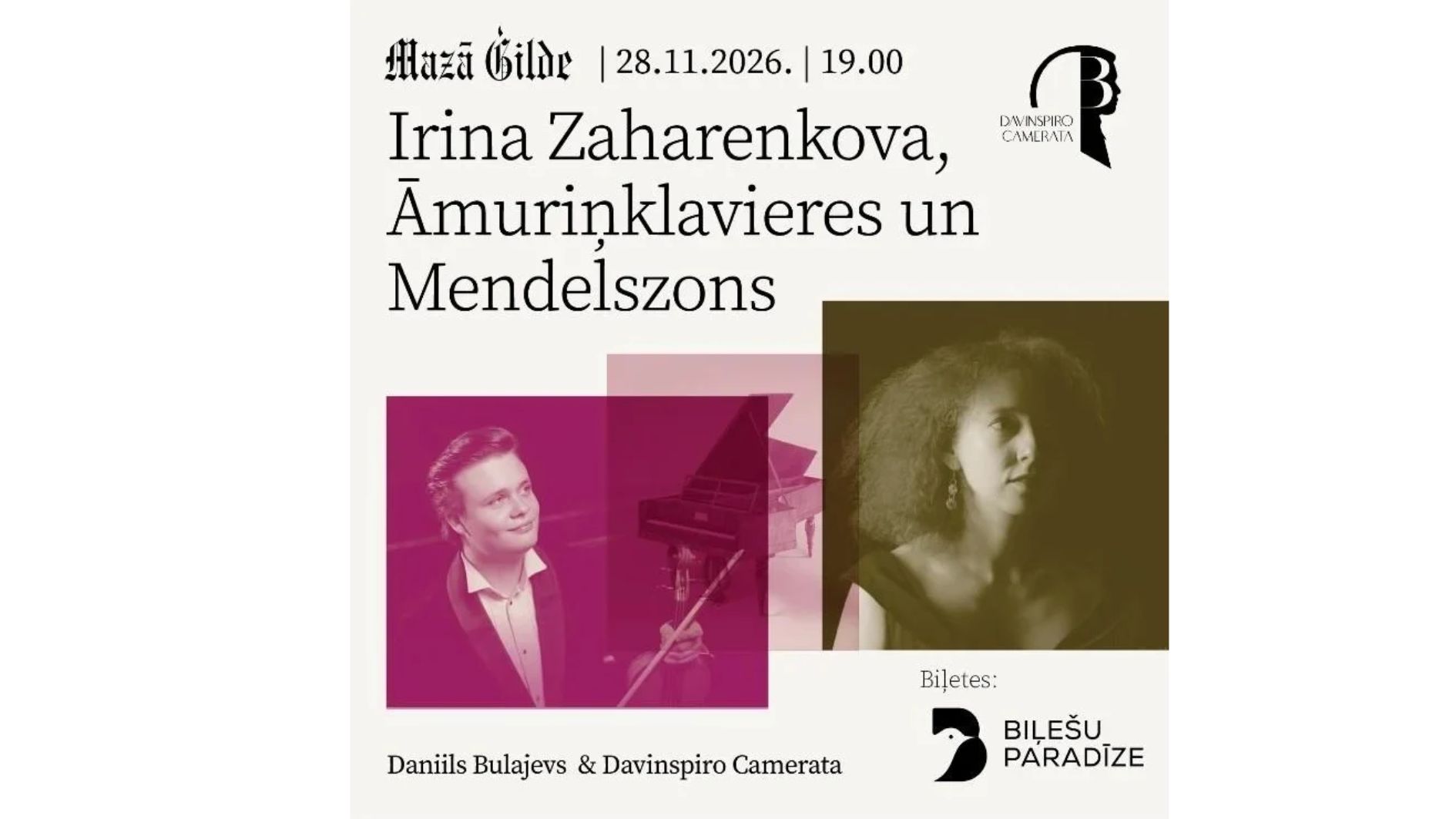 Koncerts “Irina Zaharenkova, Āmuriņklavieres un Mendelszons”